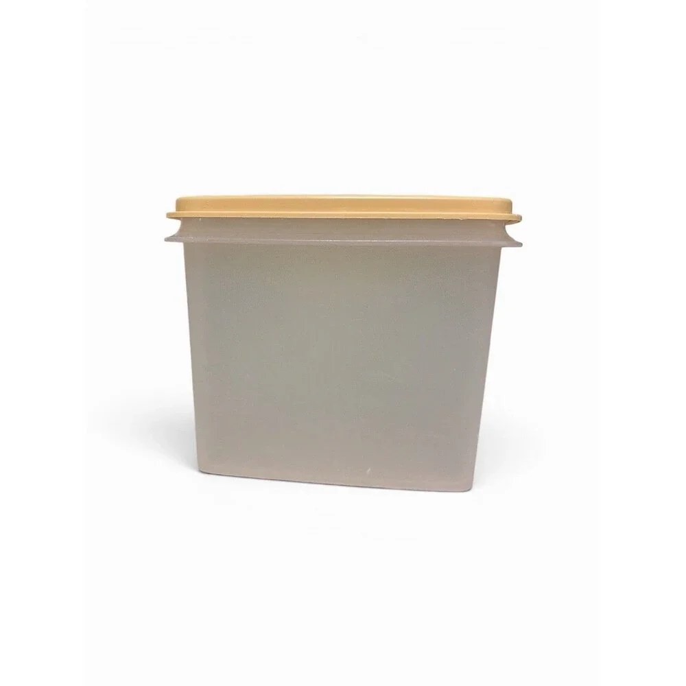VTG Tupperware Sheer Shelf Saver Container #1243 & Lt Gold Lid #1244